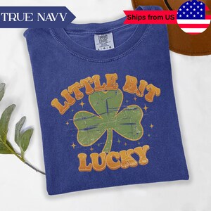 Little Bit Lucky-tröja - Vintage St Patrick's Day Shamrock-tröja, bekväma färger Retro klövertopp, irländsk lycko-tröja för kvinnor