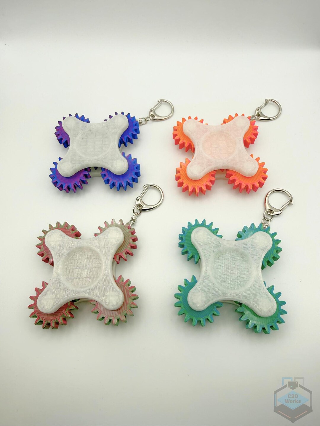 Custom Gear Fidget Spinner Keychain - Etsy