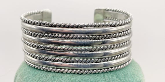 Handmade hammered sterling sliver cuff