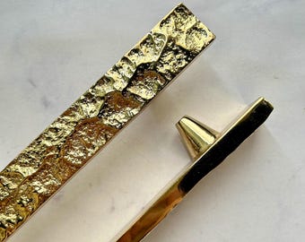 Gold Long Bar Pulls Moonstone Texture, Handmade Aluminum Metal Cast Cabinet Handle