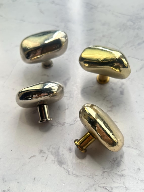 Pebbles Stone Metal Knobs, Modern Drawer Pulls