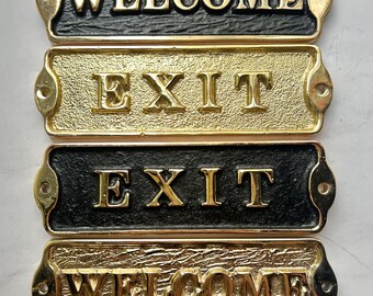 Vintage Style Aluminum Metal Sign Exit or Welcome