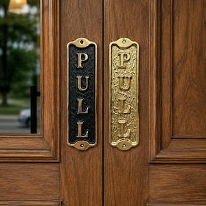Push and Pull Door Sign Aluminum Cast Vintage Style