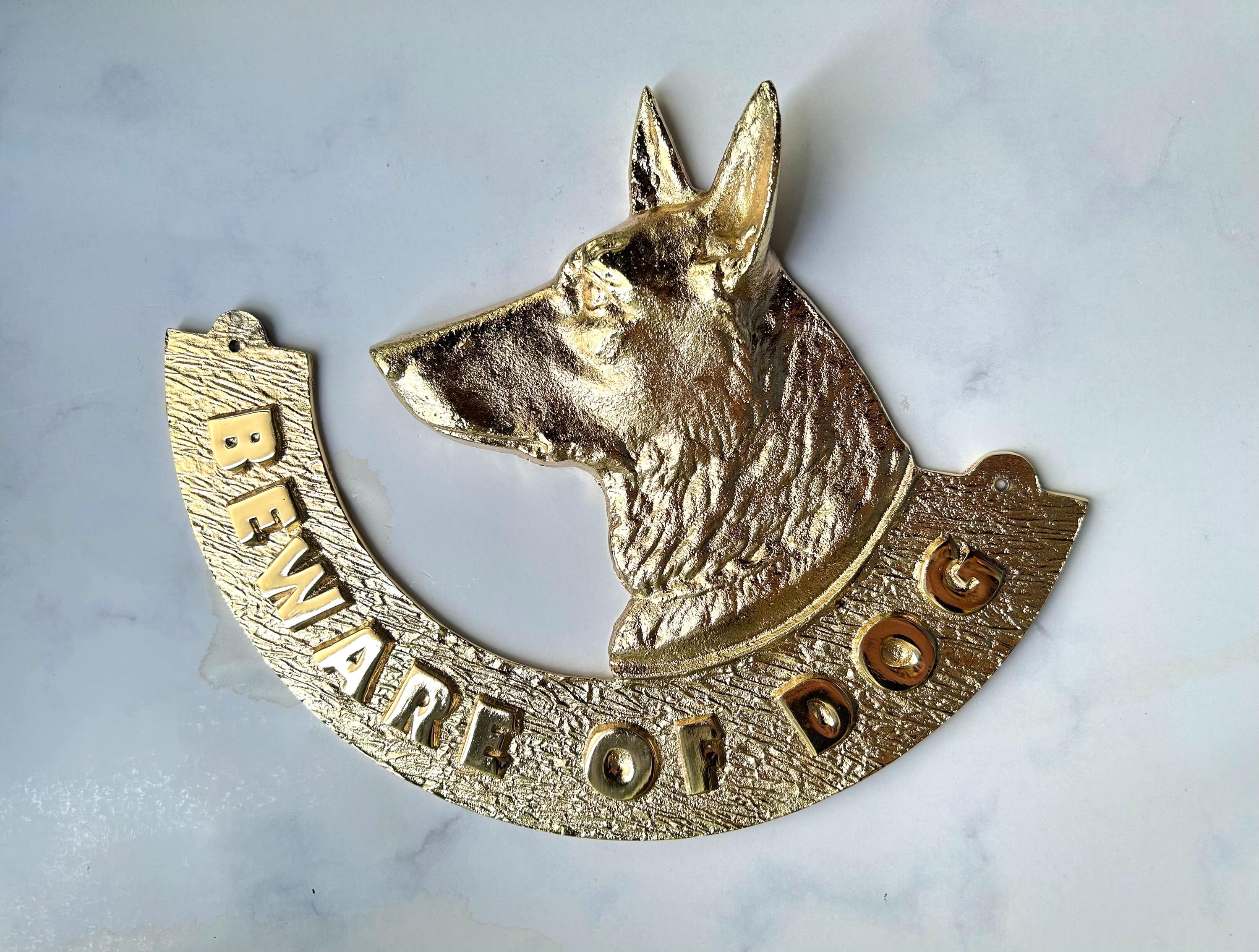 Aazon.co : Solid Brass Beware of the DOG Sign : Yard Signs
