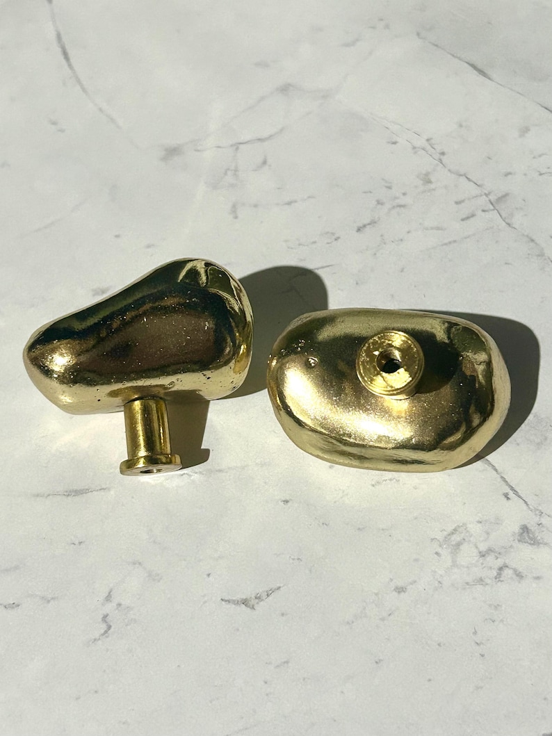 Pebbles Stone Metal Knobs, Modern Drawer Pulls image 5