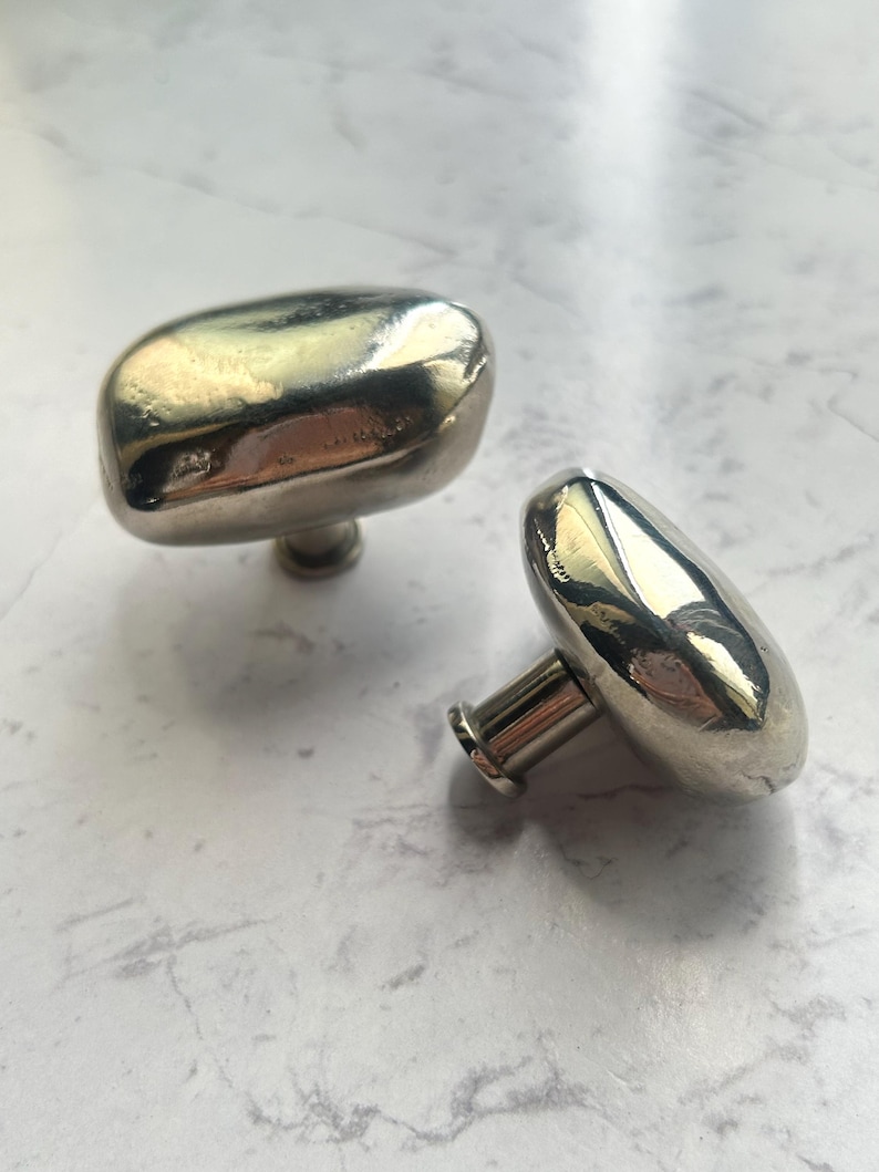 Pebbles Stone Metal Knobs, Modern Drawer Pulls image 4