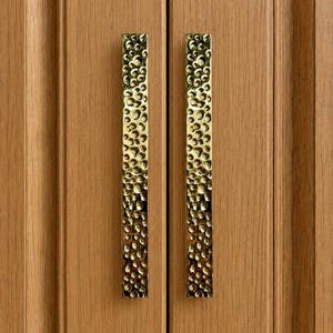 Textured Long Bar Pulls Molten Pebble, Handmade Metal Cast Handle