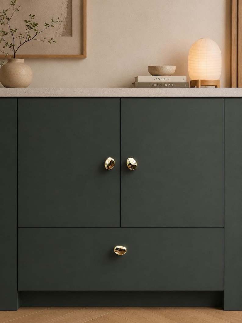 Pebbles Stone Metal Knobs, Modern Drawer Pulls image 2
