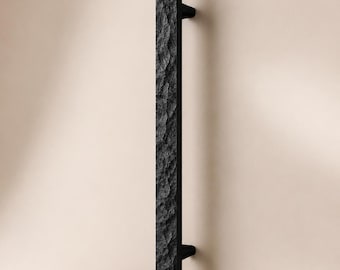 Black Long Bar Pulls Handmade Metal Cast Cabinet Handle Moonstone Texture