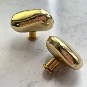 Pebbles Stone Metal Knobs, Modern Drawer Pulls image 3