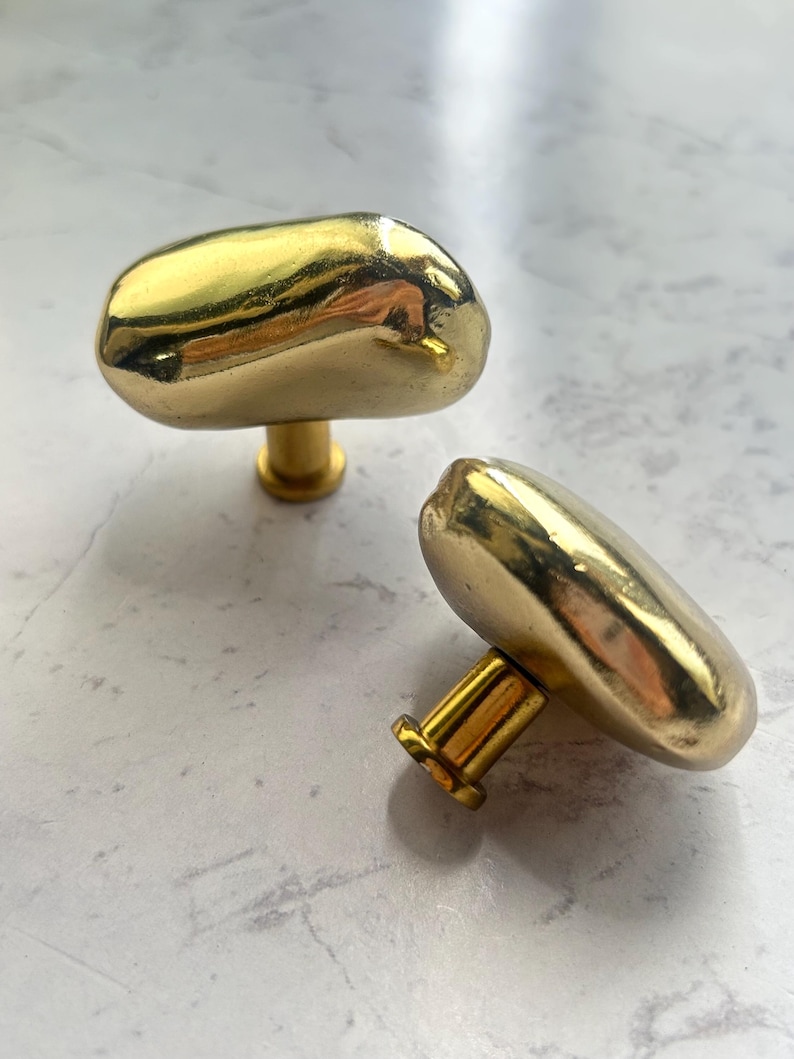 Pebbles Stone Metal Knobs, Modern Drawer Pulls image 3