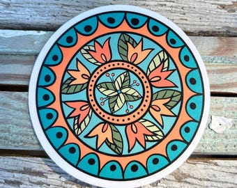 Floral Kaleidoscope Vinyl Sticker (3")