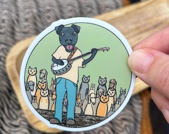 Banjo the Dog 3" Vinyl Sticker | Animal | Music | Dog Lover Gift