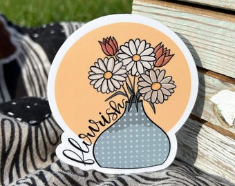 Flourish | Flower Vase Sticker | 3"