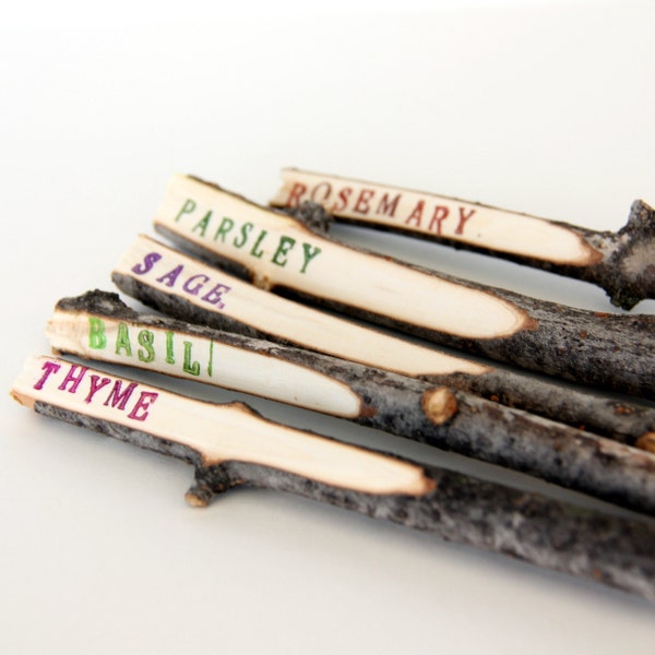 Handmade Twig Plant Markers - Rustic Garden Markers - Herb Markers - set of 5