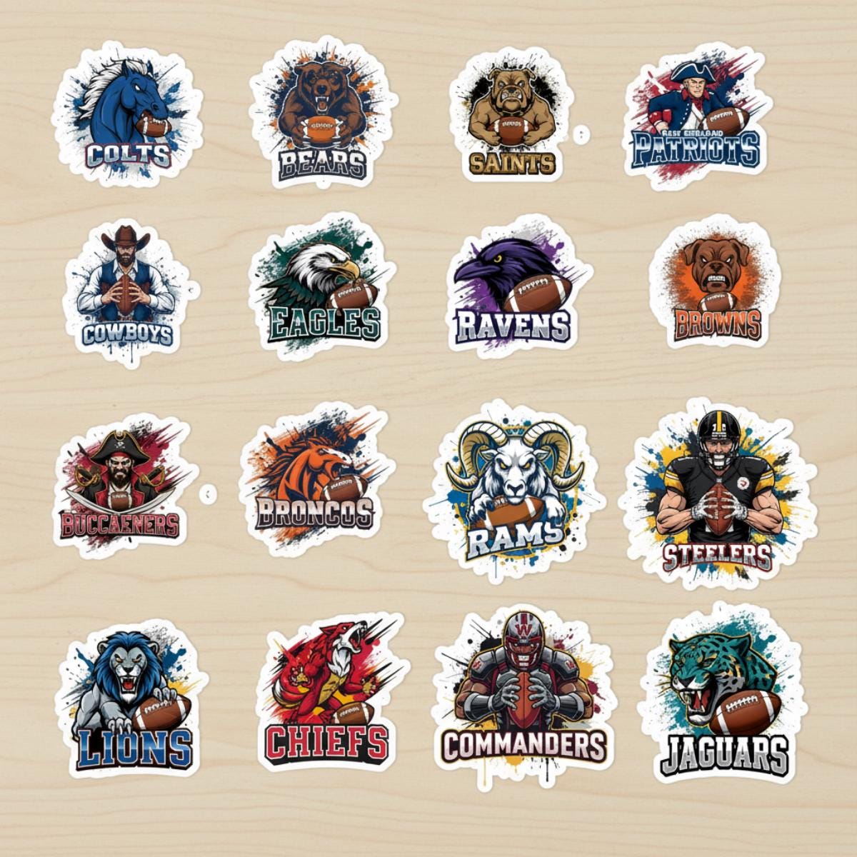 Teams Rage Sticker American Football Mascot Teams Sticker Set | 34 PCS - Etsy