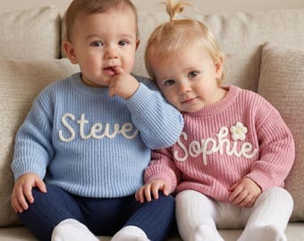 Personalisierter Kinder Pullover, Individuell besticktes Sweatshirt, Übergroßer Kinderpullover, Namens-Sweatshirt, Kleinkind-Pullover, Baby-Namenspullover