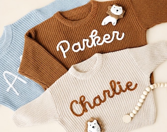 Personalized Kids Jumper, Custom Embroidered Sweatshirt, Oversized Kids Sweater, Name Sweatshirt, Toddler Jumper, Baby Name Pullover