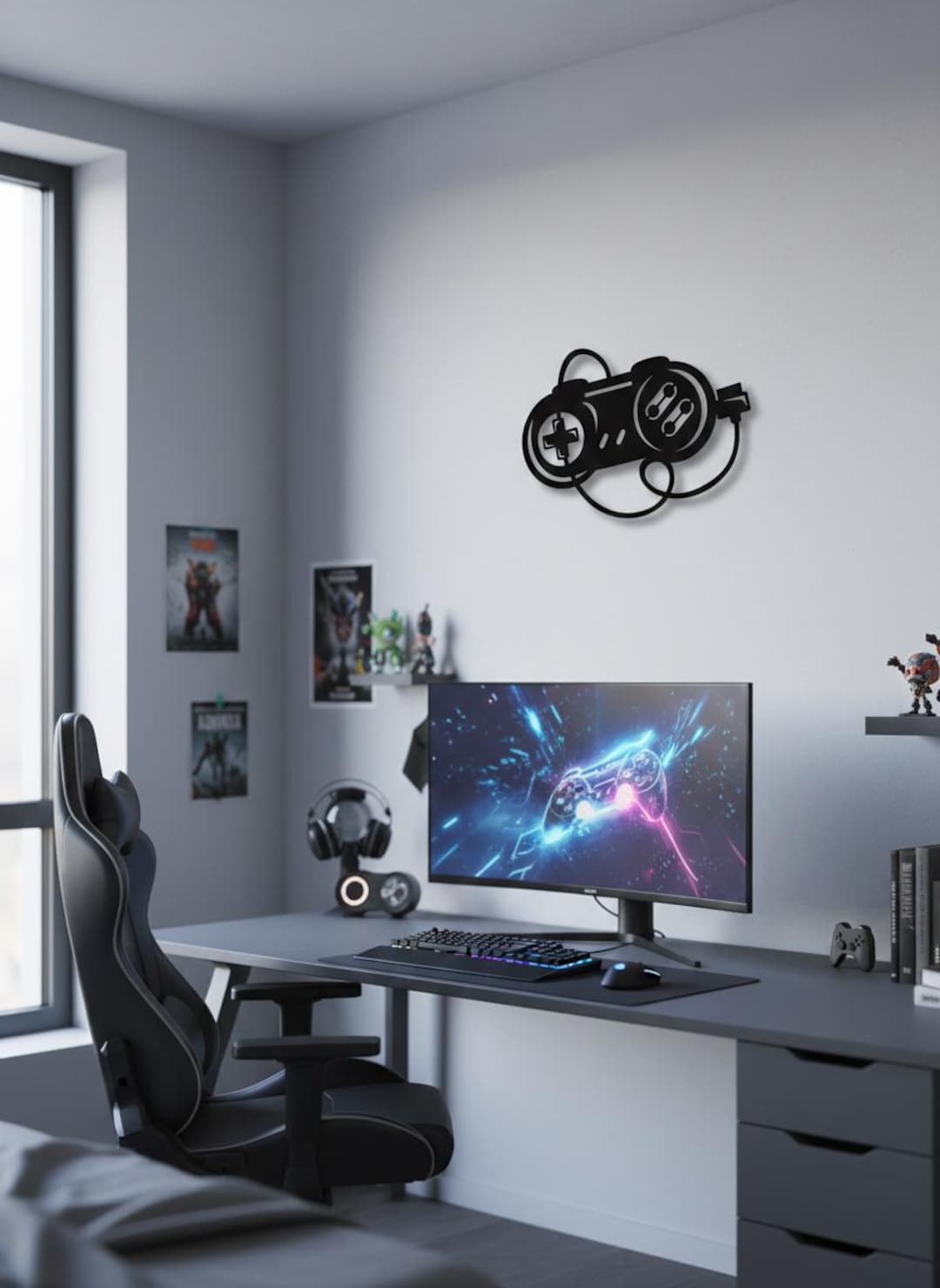 Gaming Metal Wall Art Black Steel Game Controller Sign For Game Room gaming-metal-wall-art-black-steel-game-controller-sign-for-game-room