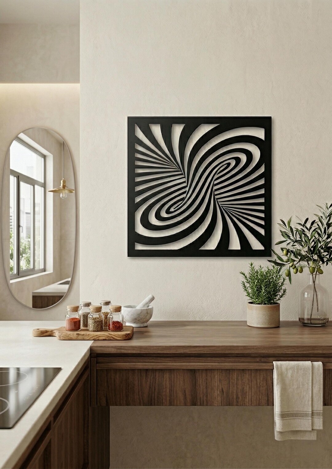 Metal Wall Art | 3D Geometric Op-art | Matte Black Steel Decor - Etsy