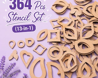 Mandala Schablonen Set 364 Stück (13-in-1) | Geschichtete Holzformen für DIY Kunst, Punktmalerei, Handwerk Dekor, wiederverwendbar Mandala Kit