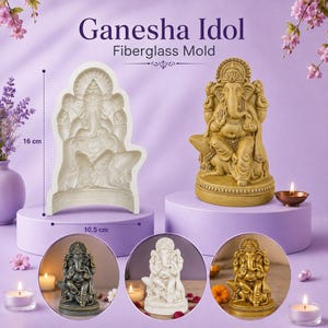 Ganesha Mold, Fiberglass Casting Form for Resin, Jesmonite, Plaster, Concrete