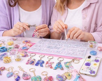 Silikon Alphabet Form für Resin Crafts, Schlüsselanhänger Schmuckherstellung Zubehör