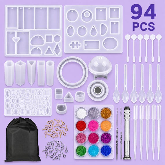94 PCS Resin Jewelry Making Kit | Silicone Mold Set | DIY Epoxy Resin Kit with Tools, Glitter & Accessories | Jewelry Craft Kit
