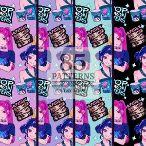 Kpop Demon Hunters Huntrix k-pop seamless pattern