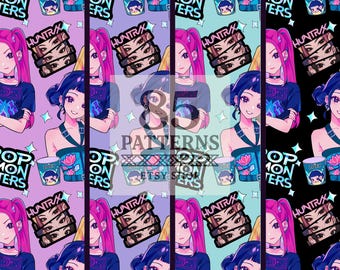 Kpop Demon Hunters Huntrix k-pop seamless pattern