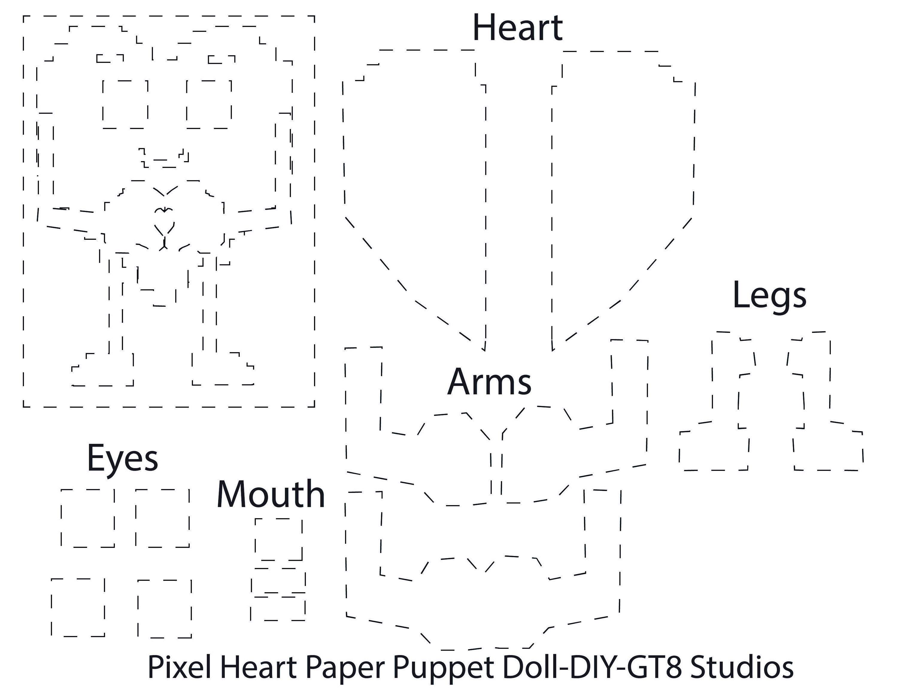 Puppet 8 Bit Game Pixel Heart Paper Puppet Activity Set, Retro 8-bit Craft (digital ...