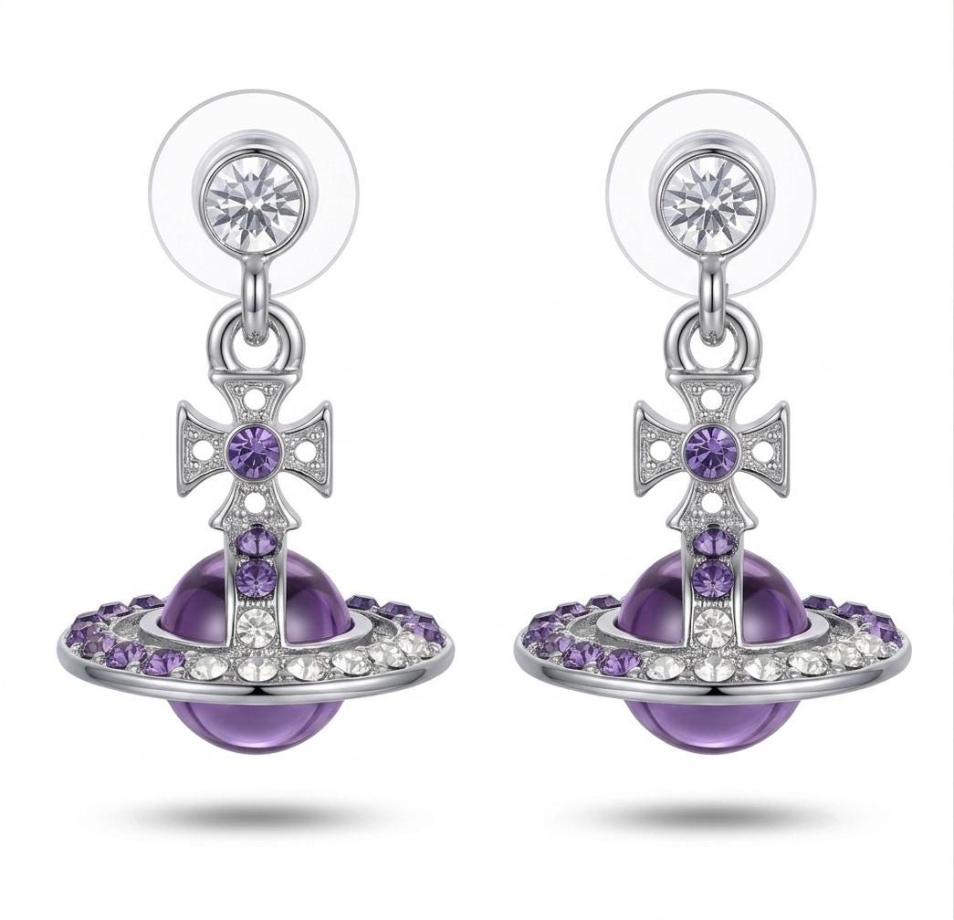 Vivienne Westwood オーブ ピアス ブラック パープル Vivienne Westwood Black Orb Earrings - Etsy