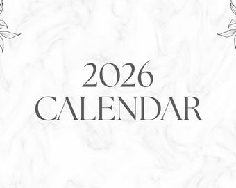 Monochrome Minimalist 2026 Calendar – Elegant Printable PDF Planner