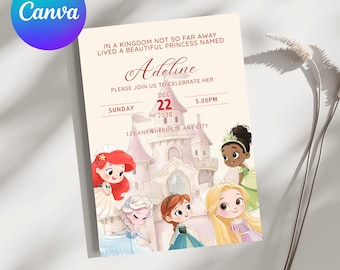 Enchanted Disney Princess Birthday Invitation | Customizable Canva Template | Magical Party Invite