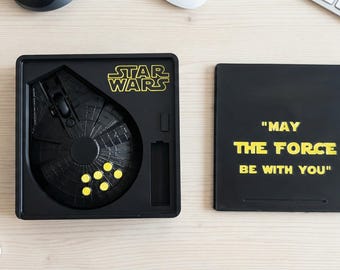Millennium Falcon Wireless Mouse | Star Wars Gift | Optional Personalized Case | Sci-Fi Desk Accessory | Unique Tech Gift