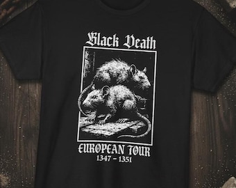 Black Death European Tour Shirt, Medieval Plague Rat Metal Band Tee, Dark Humor History T-Shirt, Gothic Vintage Pestilence Design