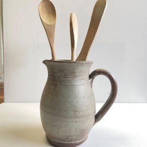 cruche en grès vintage de style campagnard - pot à ustensiles de cuisine - vase maison de campagne - cruche décorative artisanale