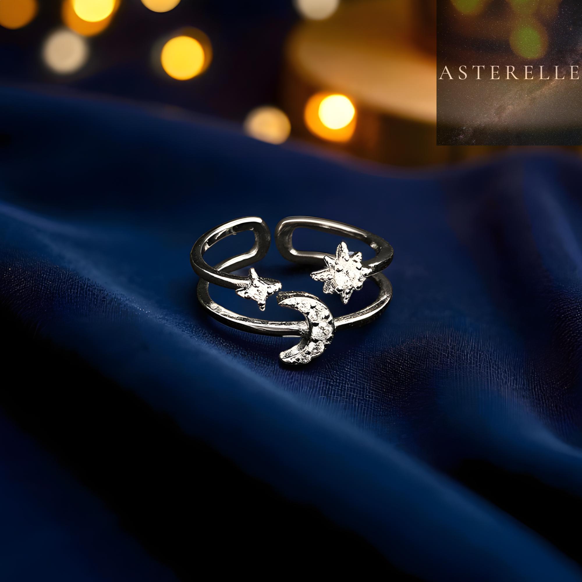 Anello In Argento Sterling Con Luna E Stella, Gioiello Celeste - Foto 12