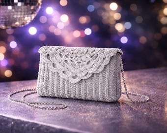 Step by step Elegant Silver Crochet Clutch/purse Pattern for any occasion