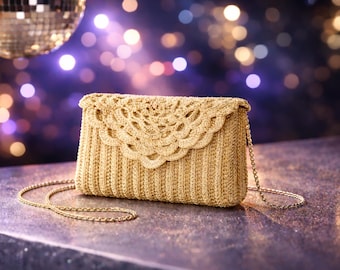 Instant downloadable Crochet Evening Clutch PDF Pattern – Elegant Scalloped Purse