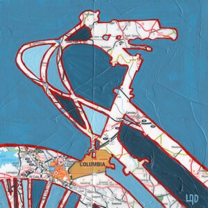 Columbia // bike print on matte paper or wood mounted  -  South Carolina bicycle art