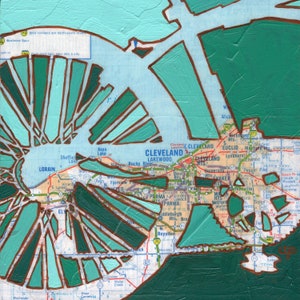 Cleveland // Druck auf Papier oder Holzplatte / Lakewood, Lorain Ohio Fahrrad Kunst