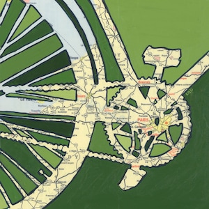 Paris // Fahrrad Druck auf Papier oder Holz / St Germain, Beauvais, St Denis, Rouen Frankreich Fahrrad Kunstdruck, Fahrrad Karte, Fahrrad Geschenk