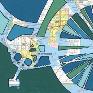 Tampa // Fahrraddruck auf Papier oder Holzplatte / St Petersburg, Pinellas Park, Ybor City, Golfport, Florida