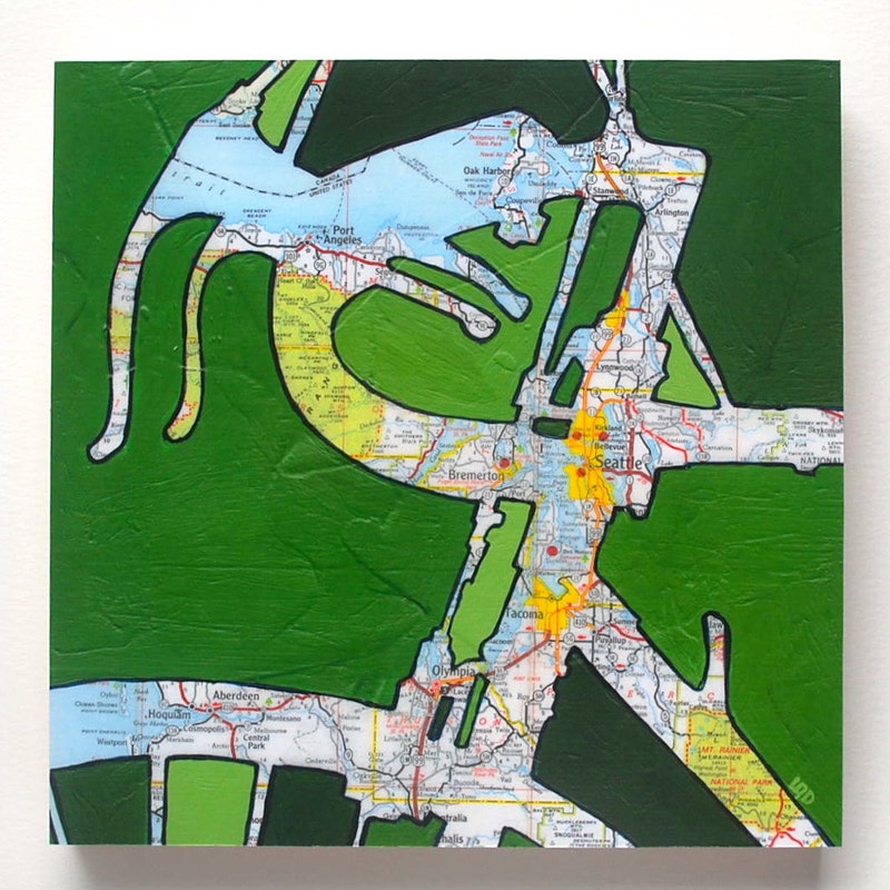 Bicycle and Map Art - Etsy