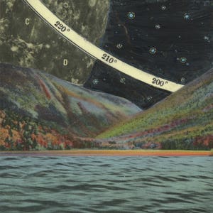 Iluminação - impressão de arquivo de pintura de mídia mista, lua cheia psicodélica, céu noturno, hipercor, céu estrelado, superlua, arte lunar