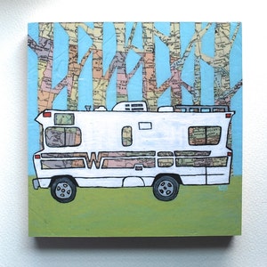 Winnebago // print on paper or wood / Winnie Camper, RV, road trip, wanderlust, travel, map art image 1