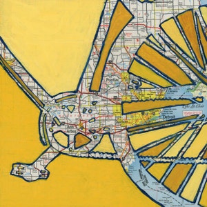 Ann Arbor // Druck auf Papier oder montiert auf Holz / Pontiac, Detroit, Dearborn, University of Michigan, Ypsilanti, Michigan Fahrrad Kunstdruck