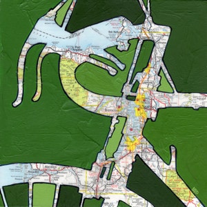 Fahrrad Setattle no.1 - Druck - grün- feat. Bremerton, Bellevue, Tacoma, Olympia, Aberdeen, Port Angeles, Aberdeen, Mt Ranier, Washington