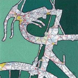 Atlanta // Fahrrad Druck auf Papier oder Holz / Marietta, Columbus, Athen, Norcross, Roswell, Decatur, Fahrradkunst auf Holz
